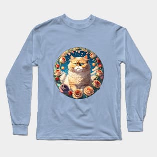 Persian Cat Roses Long Sleeve T-Shirt